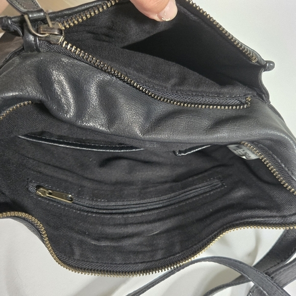 Estalon black genuine leather crossbody purse bag woven weather detail - Picture 5 of 11